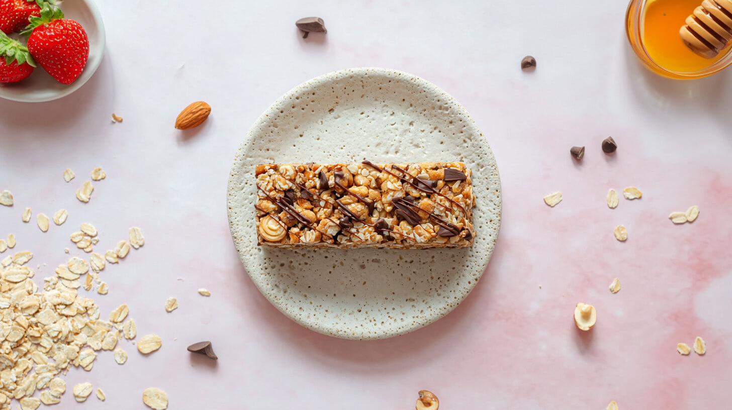 Owsiane batoniki z czekoladą, orzechami arachidowymi i miodem