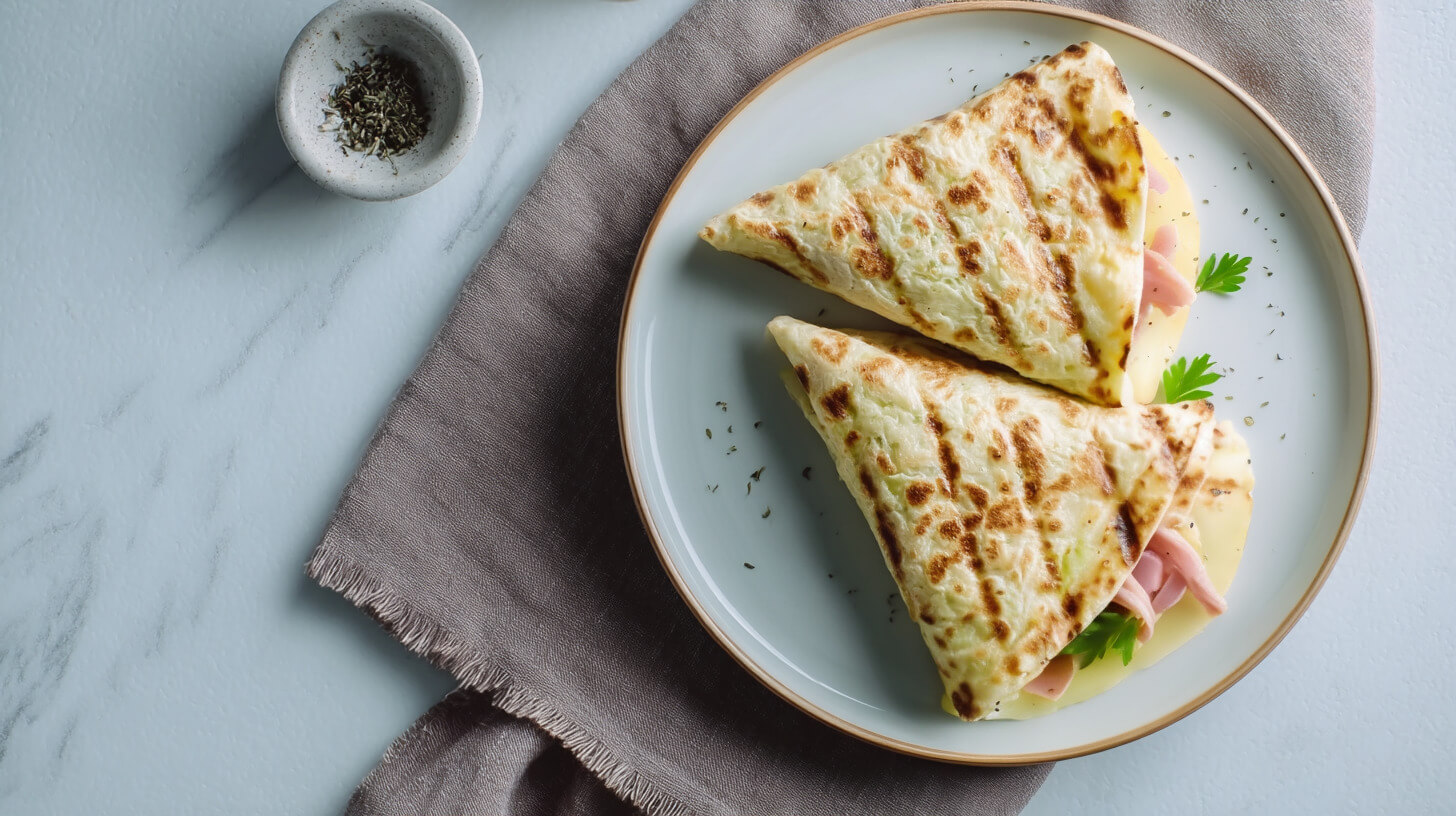 Tortilla z szynką, serem i warzywami