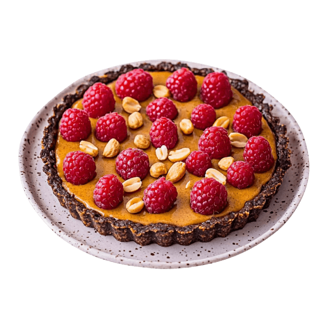 Orzechowa tarta z malinami
