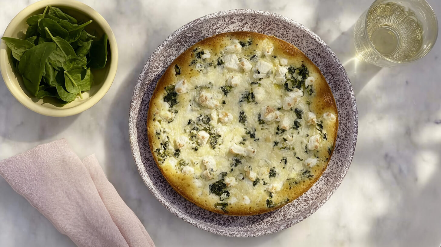Wegetariański quiche ze szpinakiem i serem pleśniowym