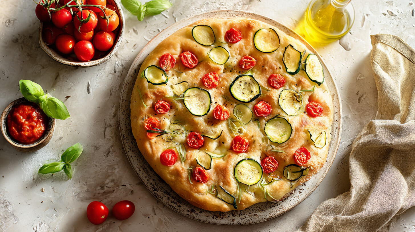Foccacia z cukinią i pomidorkami