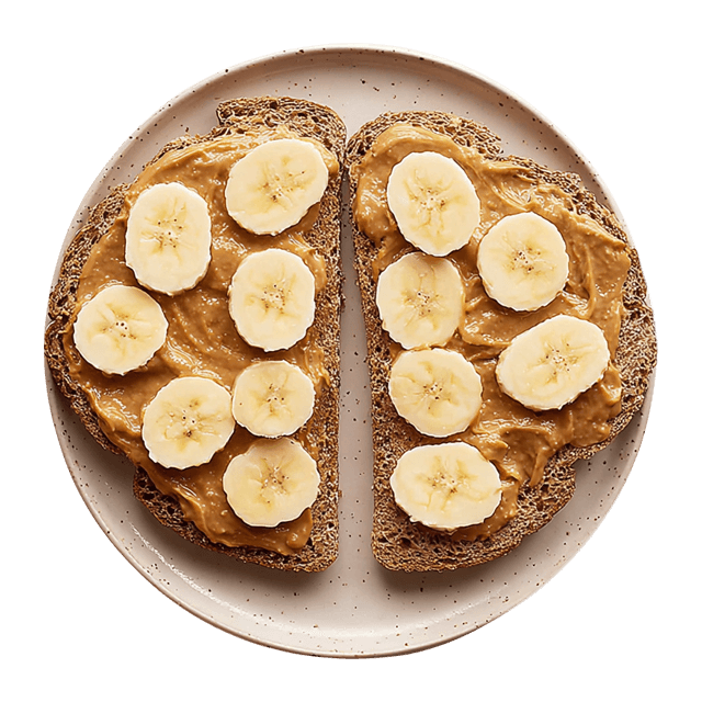 Tost z chlebem żytnim, masłem orzechowym i bananem