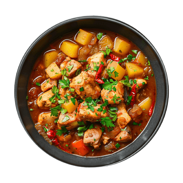 Gulasz drobiowy z ogórkiem kiszonym