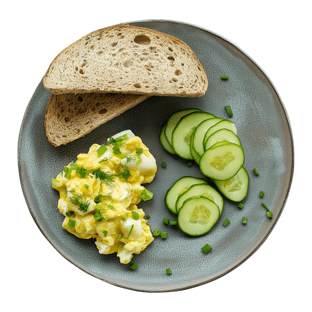 Pasta jajeczna z ogórkiem, szczypiorkiem, koperkiem i pieczywem