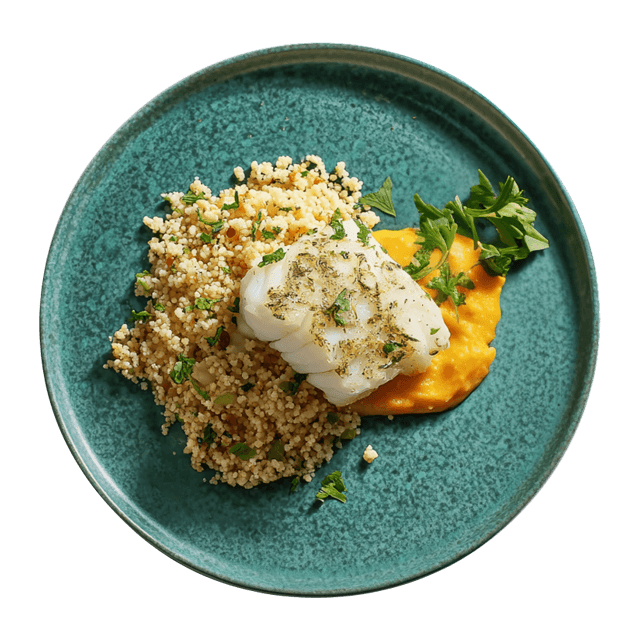 Dorsz gotowany na parze z kuskusem