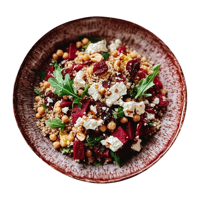 Bulgur z burakami, fetą i ciecierzycą