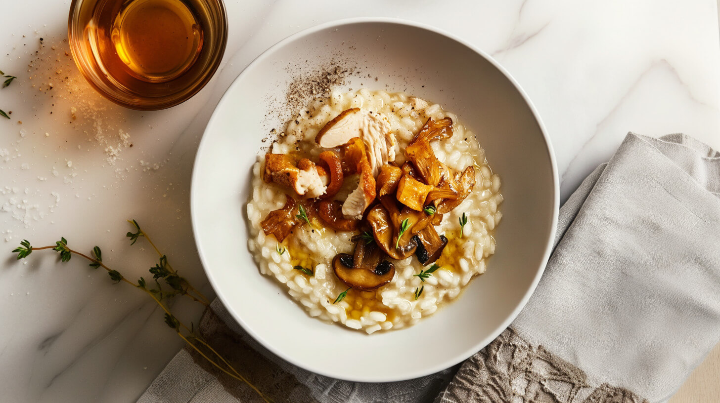 Risotto z kurkami, kurczakiem i parmezanem
