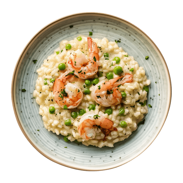 Risotto z krewetkami i zielonym groszkiem
