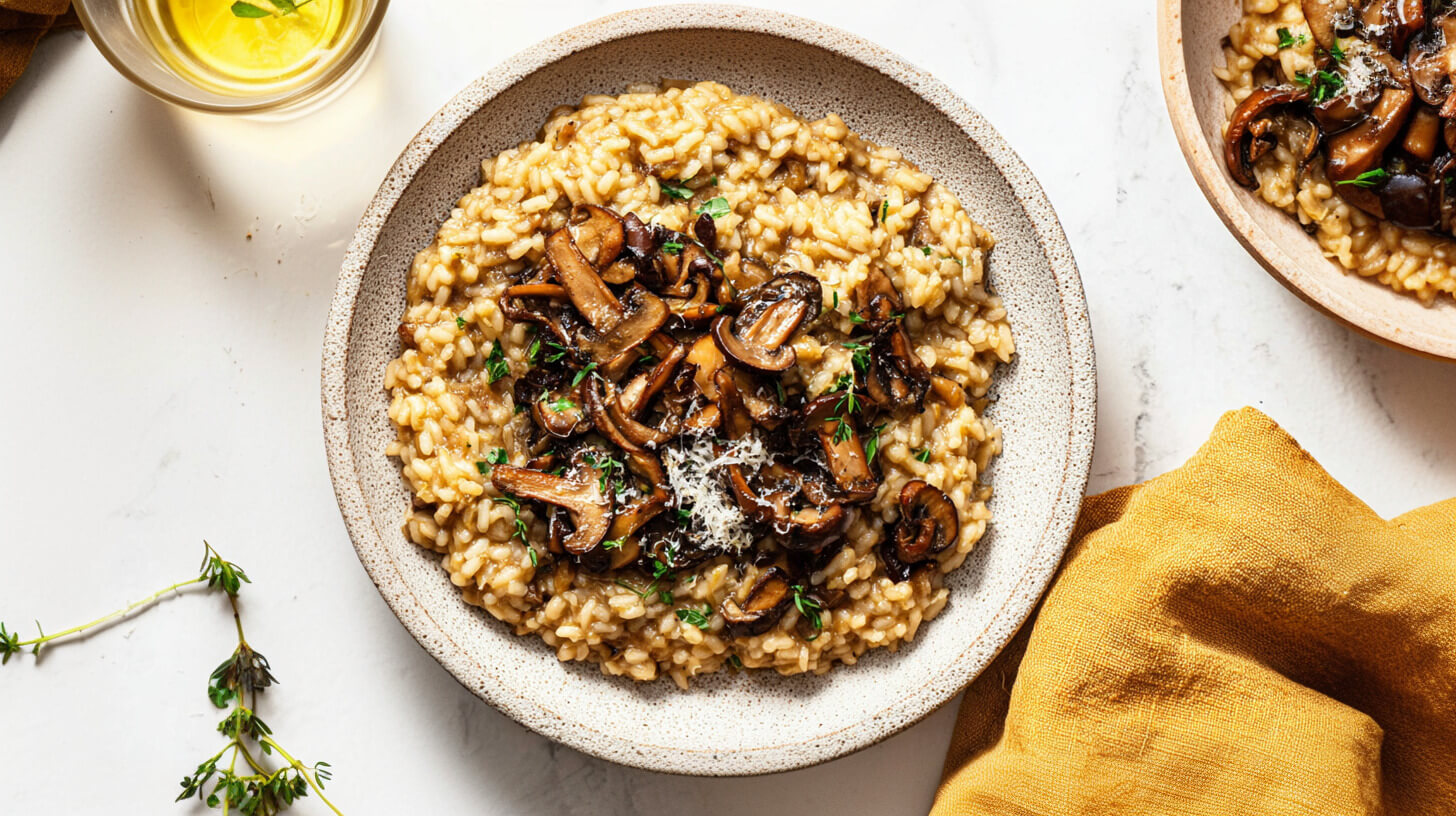 Wegańskie risotto z grzybami leśnym