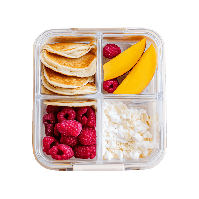 Lunchbox – Placuszki, serek wiejski i owoce