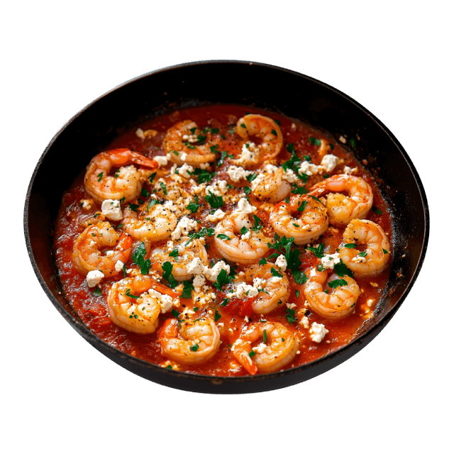 Saganaki z krewetkami