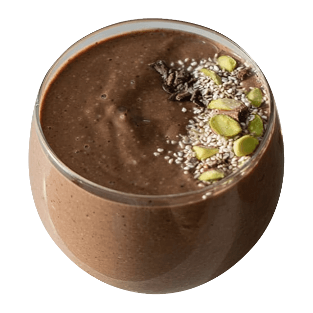Smoothie z amarantusem, bananem, kakao, pastą pistacjową i pomarańczą
