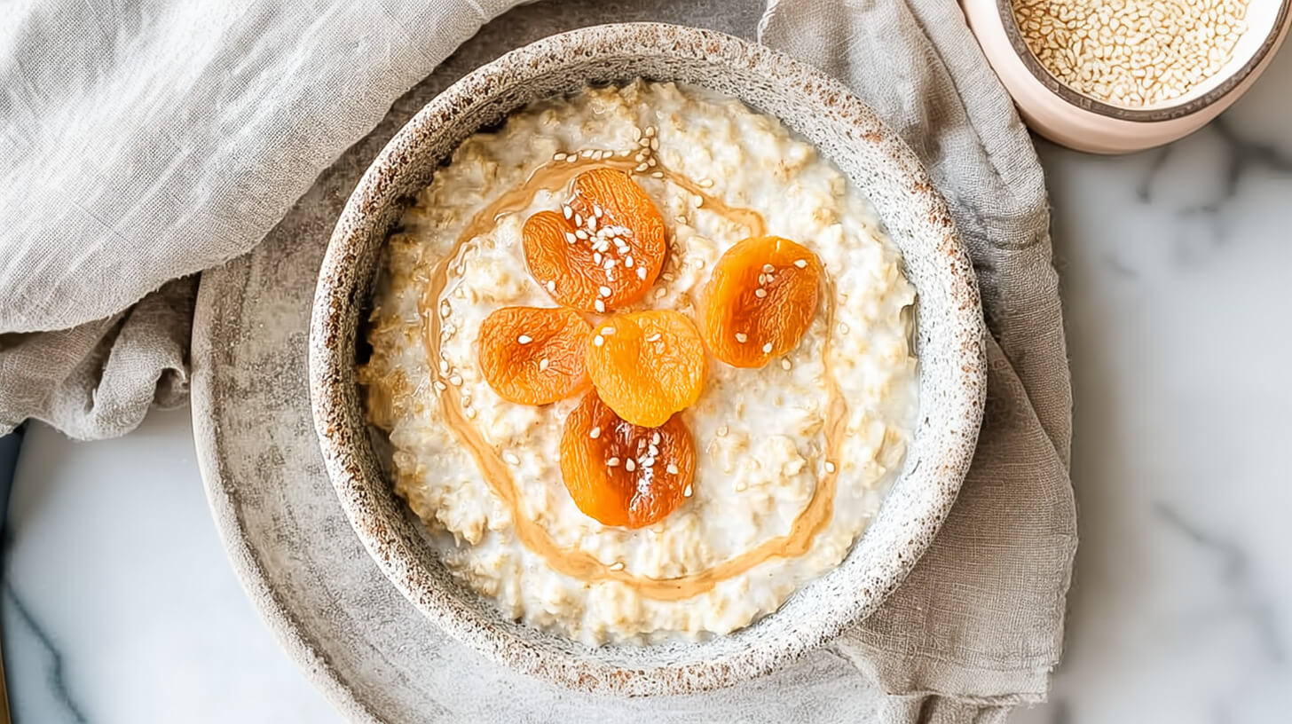 Owsianka z suszonymi morelami i tahini