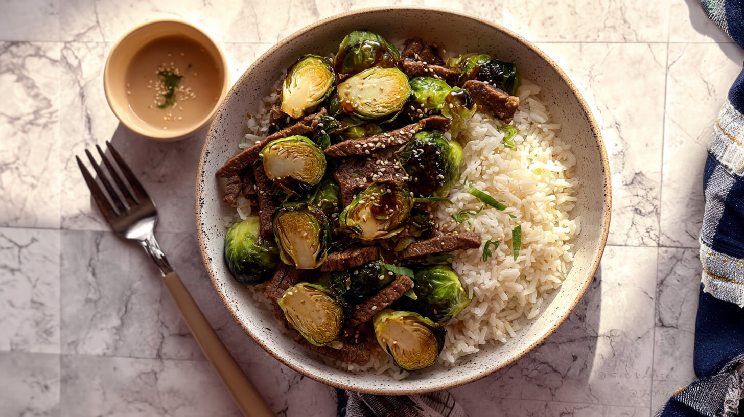 Wołowina z brukselką i ryżem
