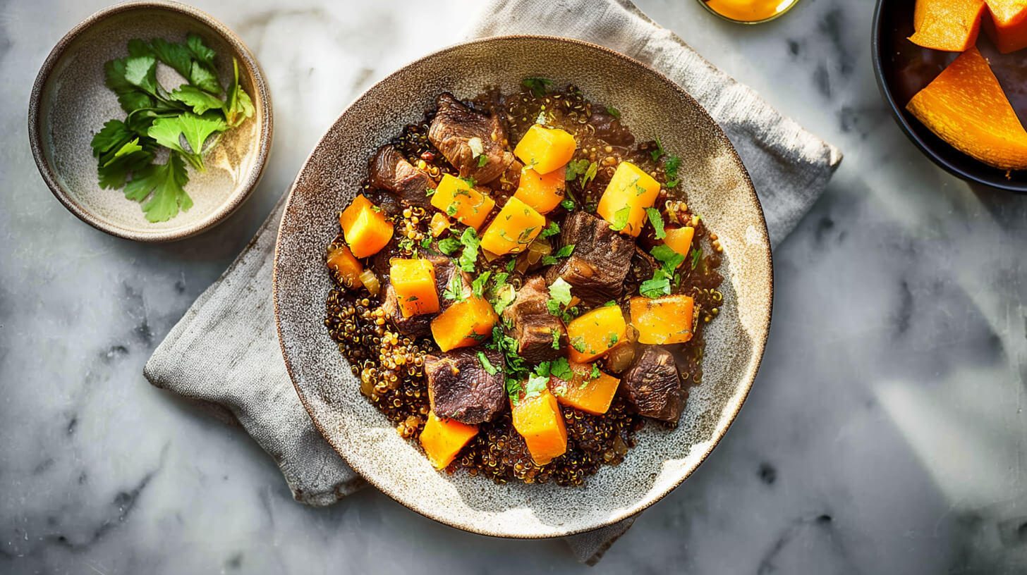 Komosa z sosem wołowym z dynią