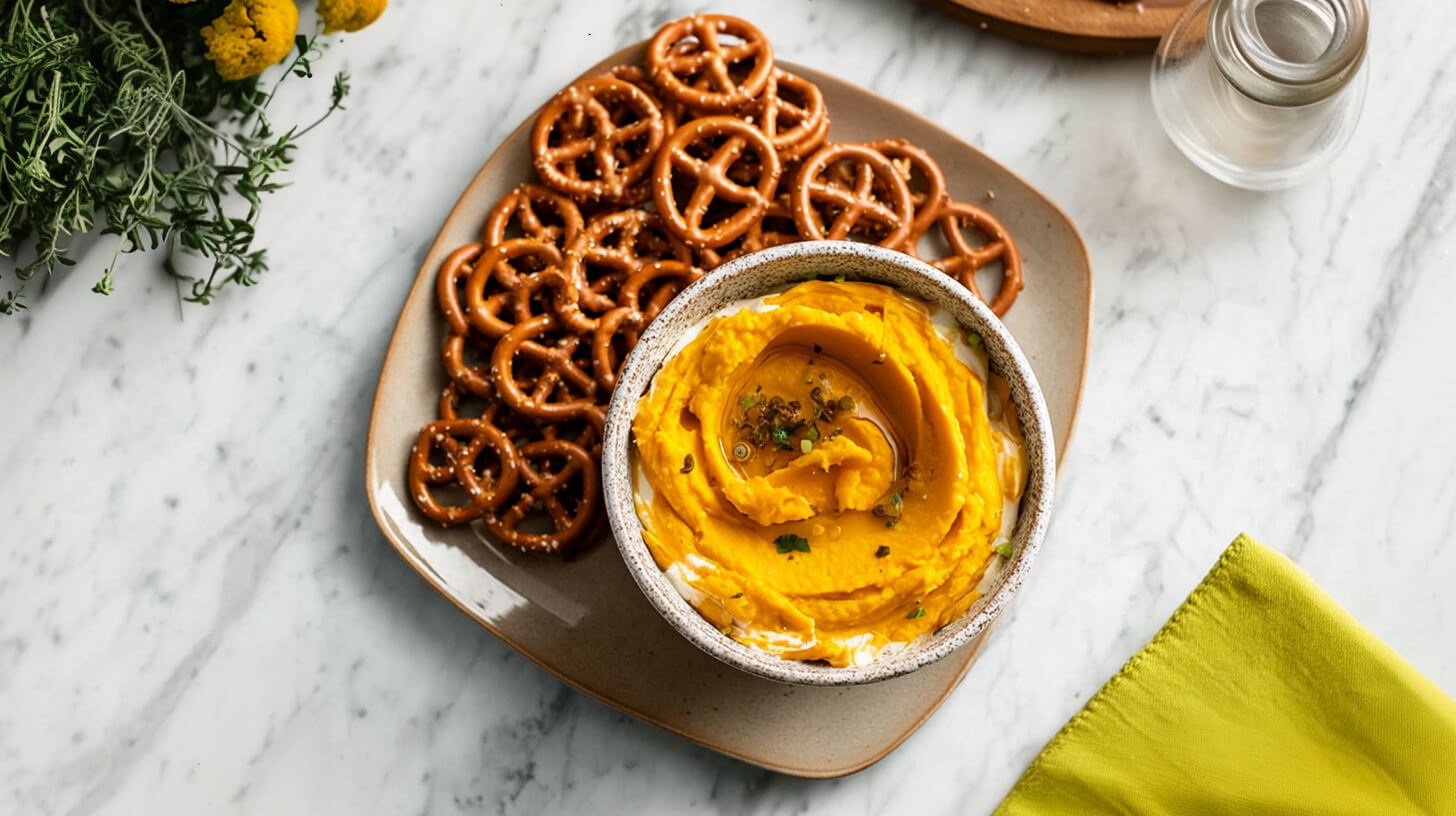 Precelki z dipem z pieczonej dyni i fety