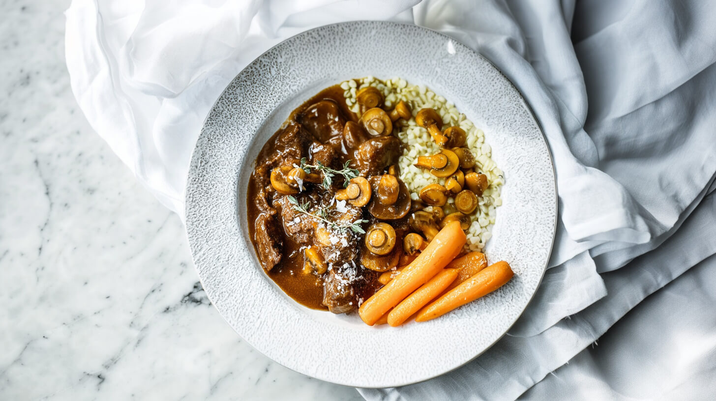 Gulasz wołowy z pieczarkami