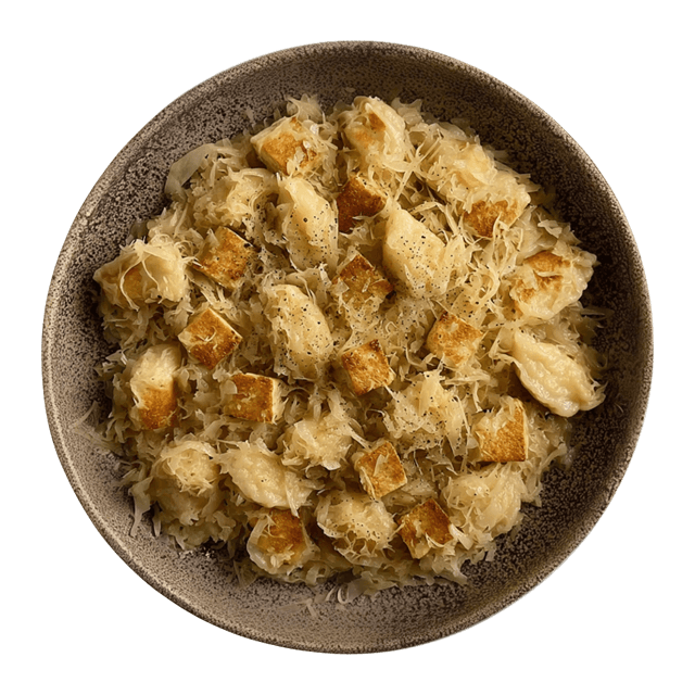 Kopytka z kiszoną kapustą i tofu