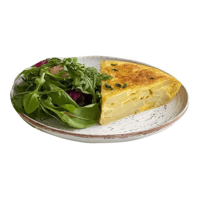 Omlet hiszpański z gotowanymi ziemniakami i sałatką