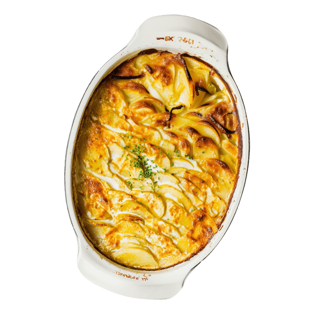 Zapiekanka ziemniaczana z porem, wędzonym tofu i sosem beszamelowym