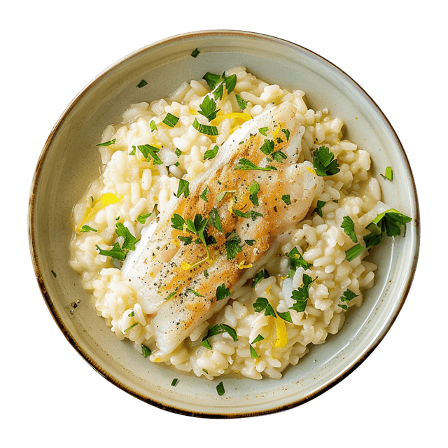 Kremowe risotto cytrynowe z dorszem
