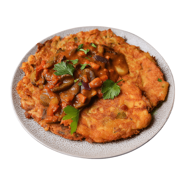 Placek ziemniaczany po węgiersku z sosem z tofu