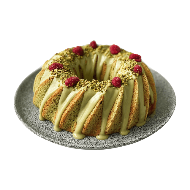 Babka pistacjowa z malinami
