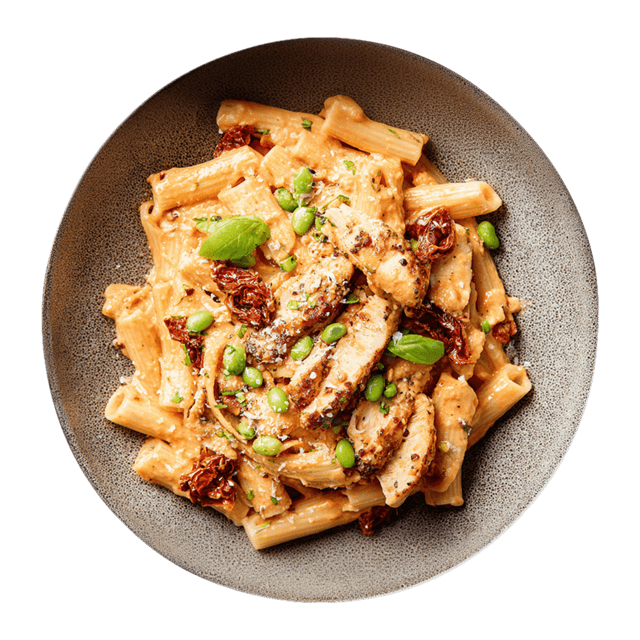 Makaron marry me z kurczakiem, bobem i suszonymi pomidorami