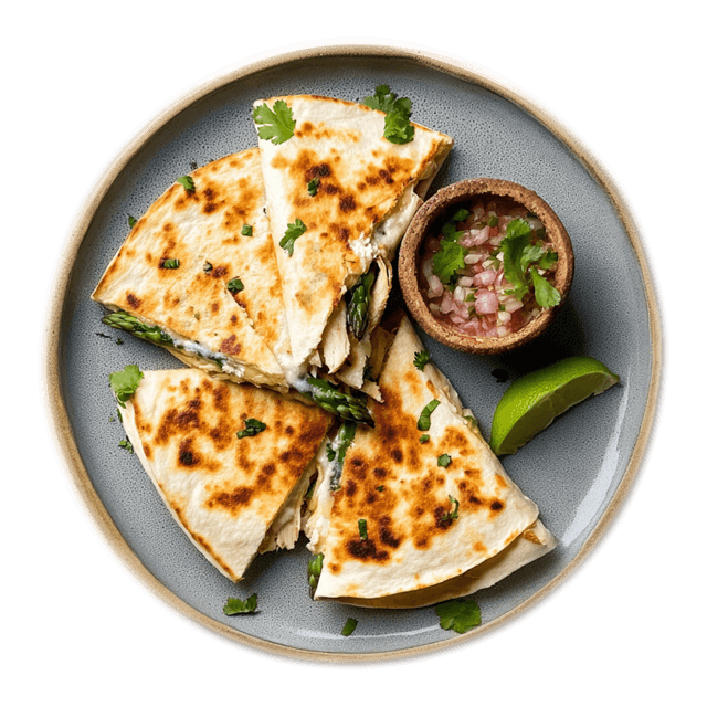 Quesadilla z kurczakiem i szparagami